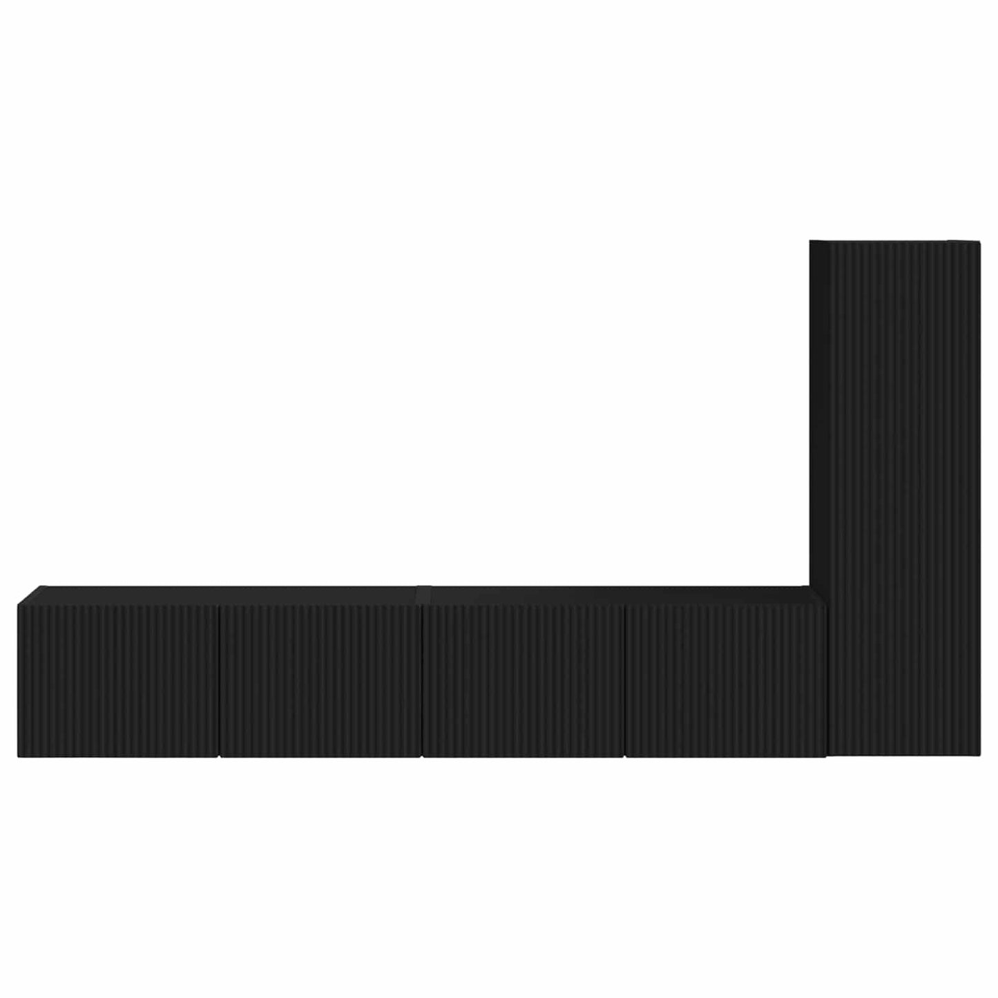 TV Cabinet Set Wall-mounted 3 pcs Black Engineered Wood