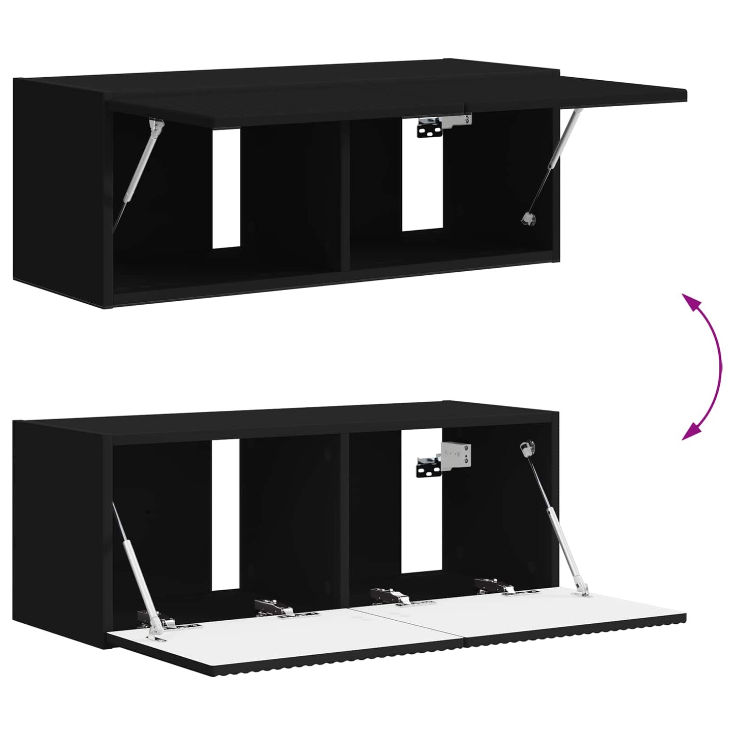 TV Cabinet Set Wall-mounted 3 pcs Black Engineered Wood