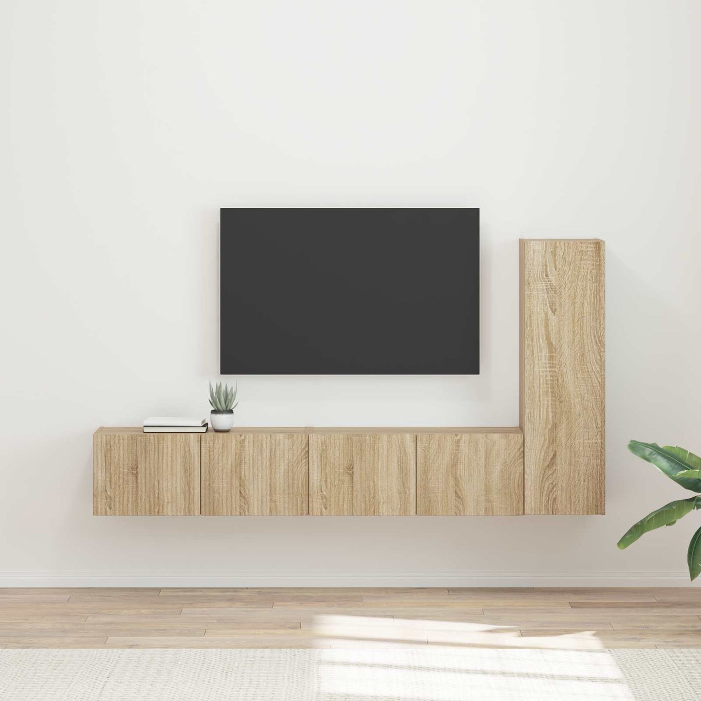 TV Cabinet Set Wall-mounted 3 pcs Sonoma Oak Engineered Wood
