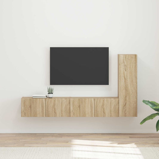 TV Cabinet Set Wall-mounted 3 pcs Sonoma Oak Engineered Wood