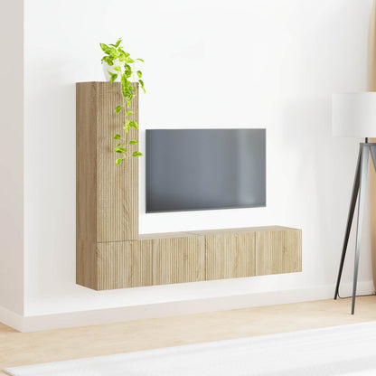 TV Cabinet Set Wall-mounted 3 pcs Sonoma Oak Engineered Wood