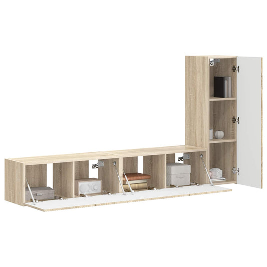 TV Cabinet Set Wall-mounted 3 pcs Sonoma Oak Engineered Wood