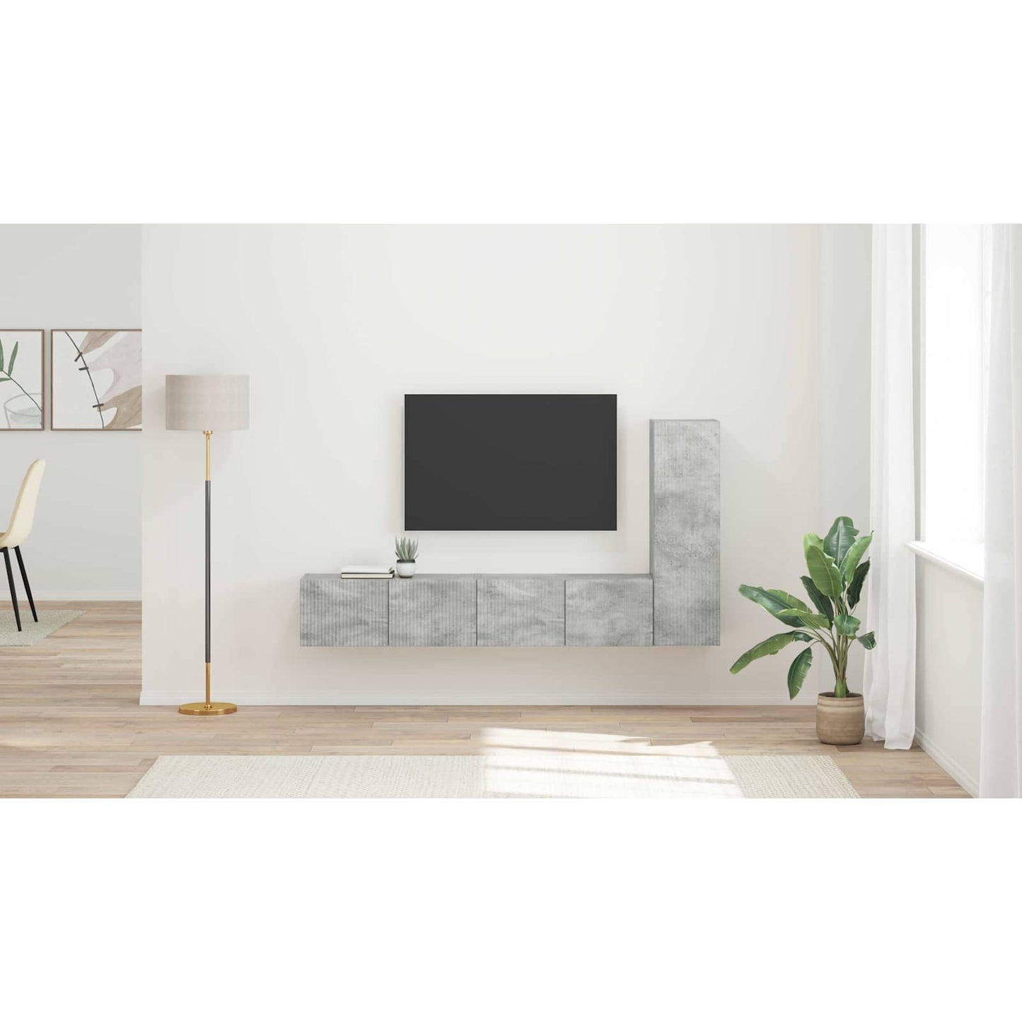TV Cabinet Set Wall-mounted 3 pcs Concrete Grey Engineered Wood