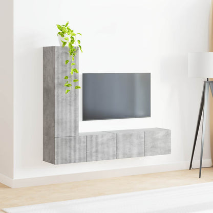 TV Cabinet Set Wall-mounted 3 pcs Concrete Grey Engineered Wood