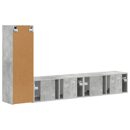 TV Cabinet Set Wall-mounted 3 pcs Concrete Grey Engineered Wood