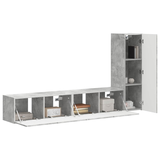 TV Cabinet Set Wall-mounted 3 pcs Concrete Grey Engineered Wood