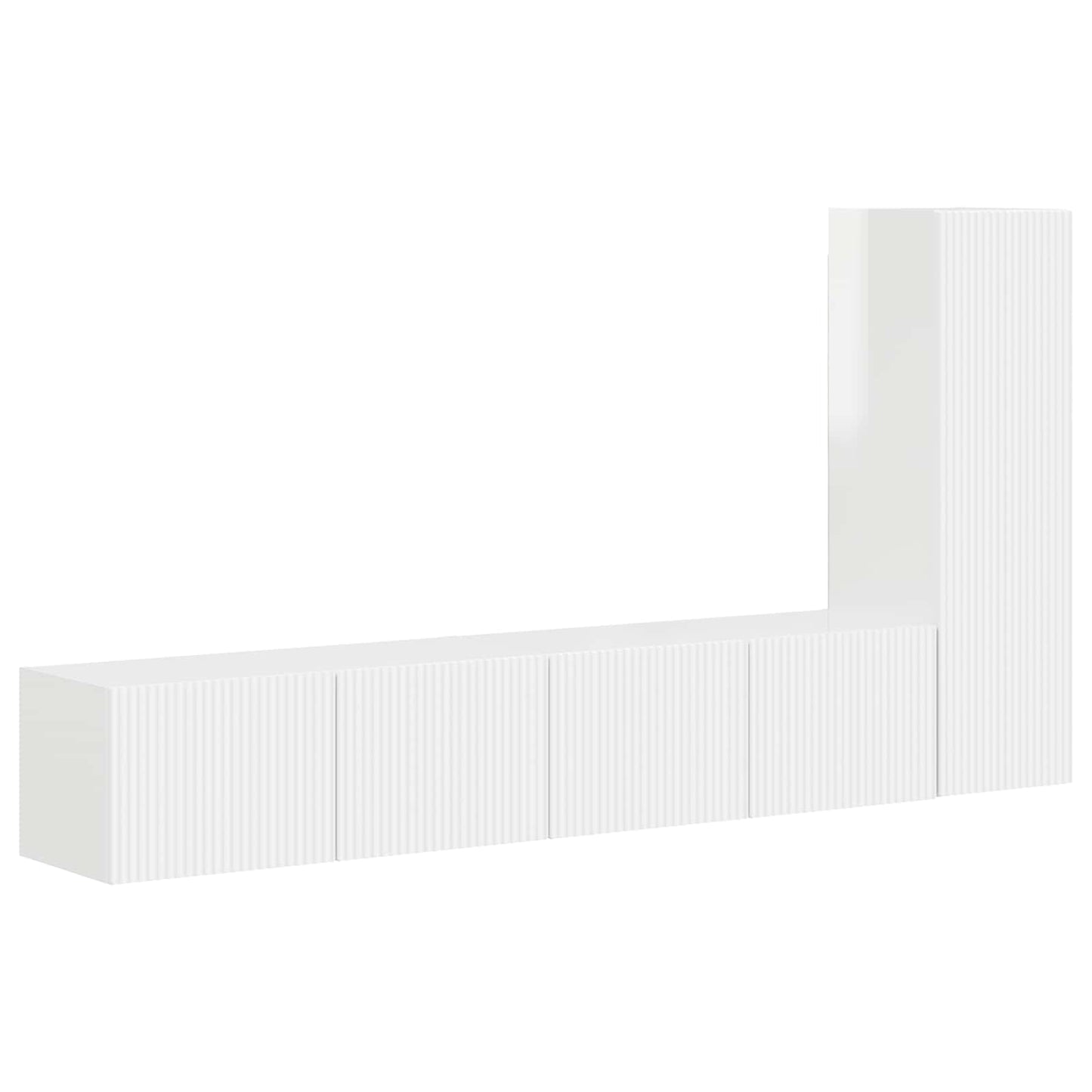TV Cabinet Set 3 pcs High Gloss White Engineered Wood