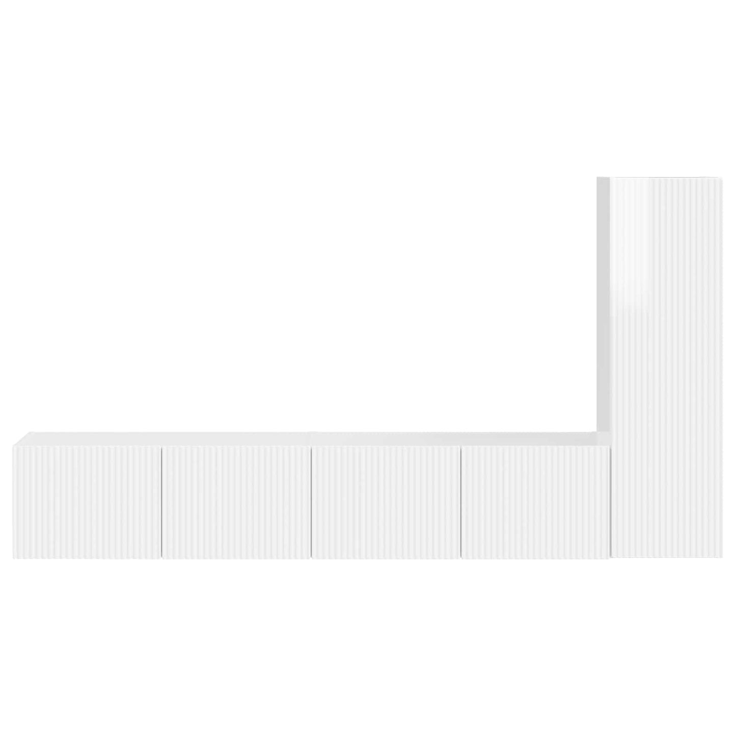 TV Cabinet Set 3 pcs High Gloss White Engineered Wood