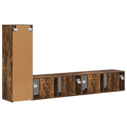 TV Cabinet Set Wall-mounted 3 pcs Smoked Oak Engineered Wood