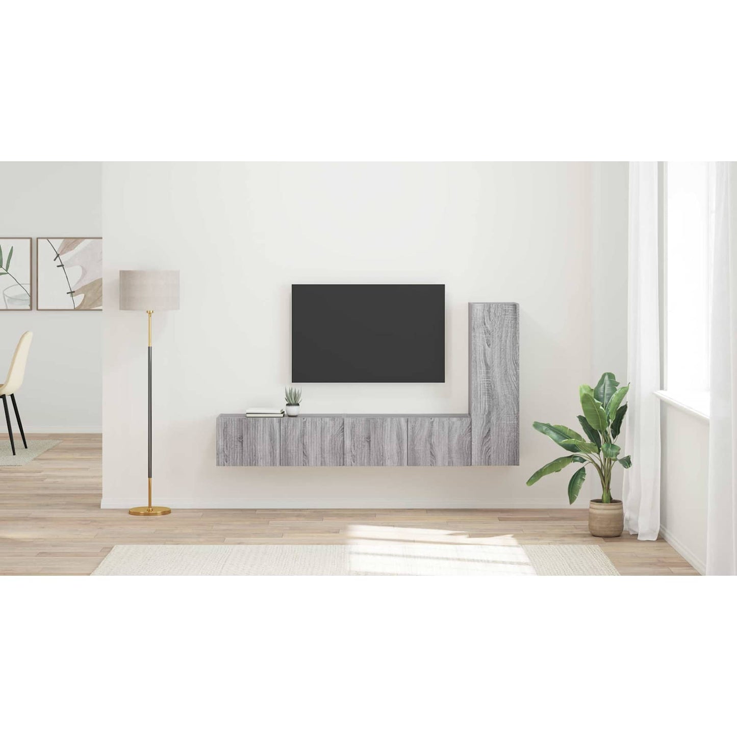 TV Cabinet Set Wall-mounted 3 pcs Grey Sonoma Engineered Wood