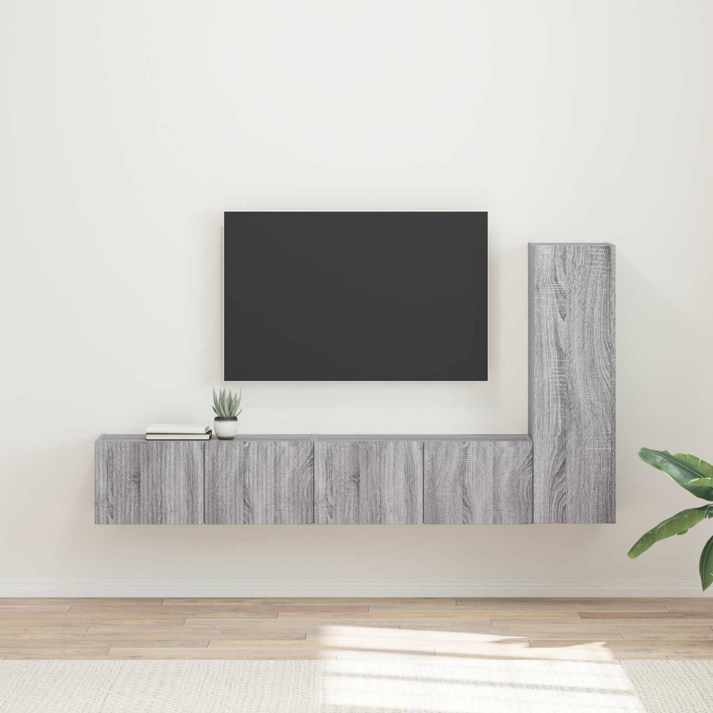 TV Cabinet Set Wall-mounted 3 pcs Grey Sonoma Engineered Wood