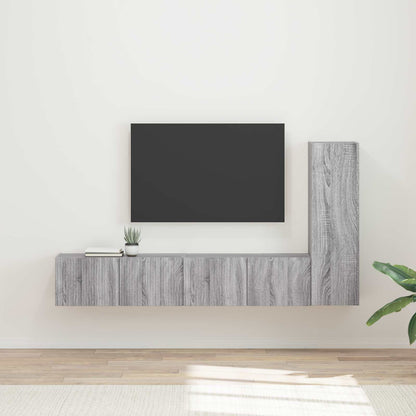 TV Cabinet Set Wall-mounted 3 pcs Grey Sonoma Engineered Wood