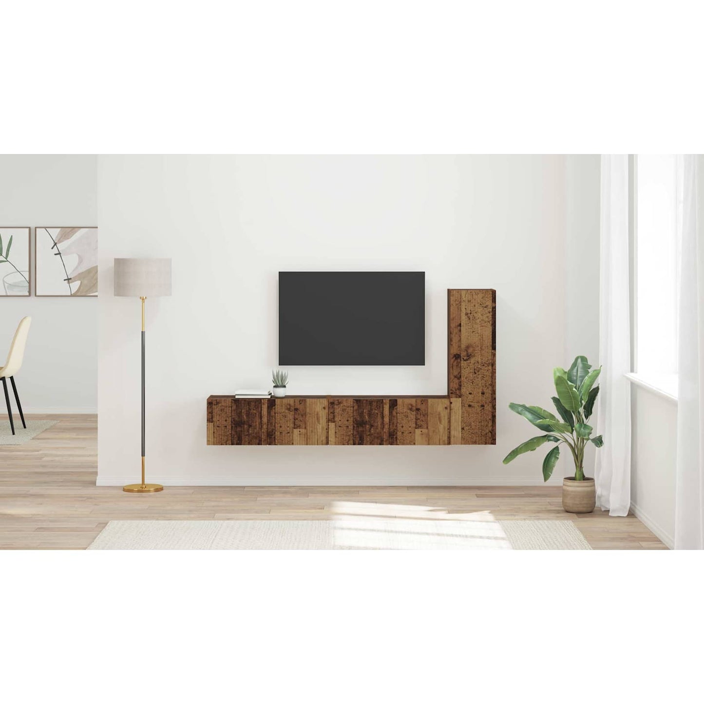 TV Cabinet Set Wall-mounted 3 pcs Old Wood Engineered Wood