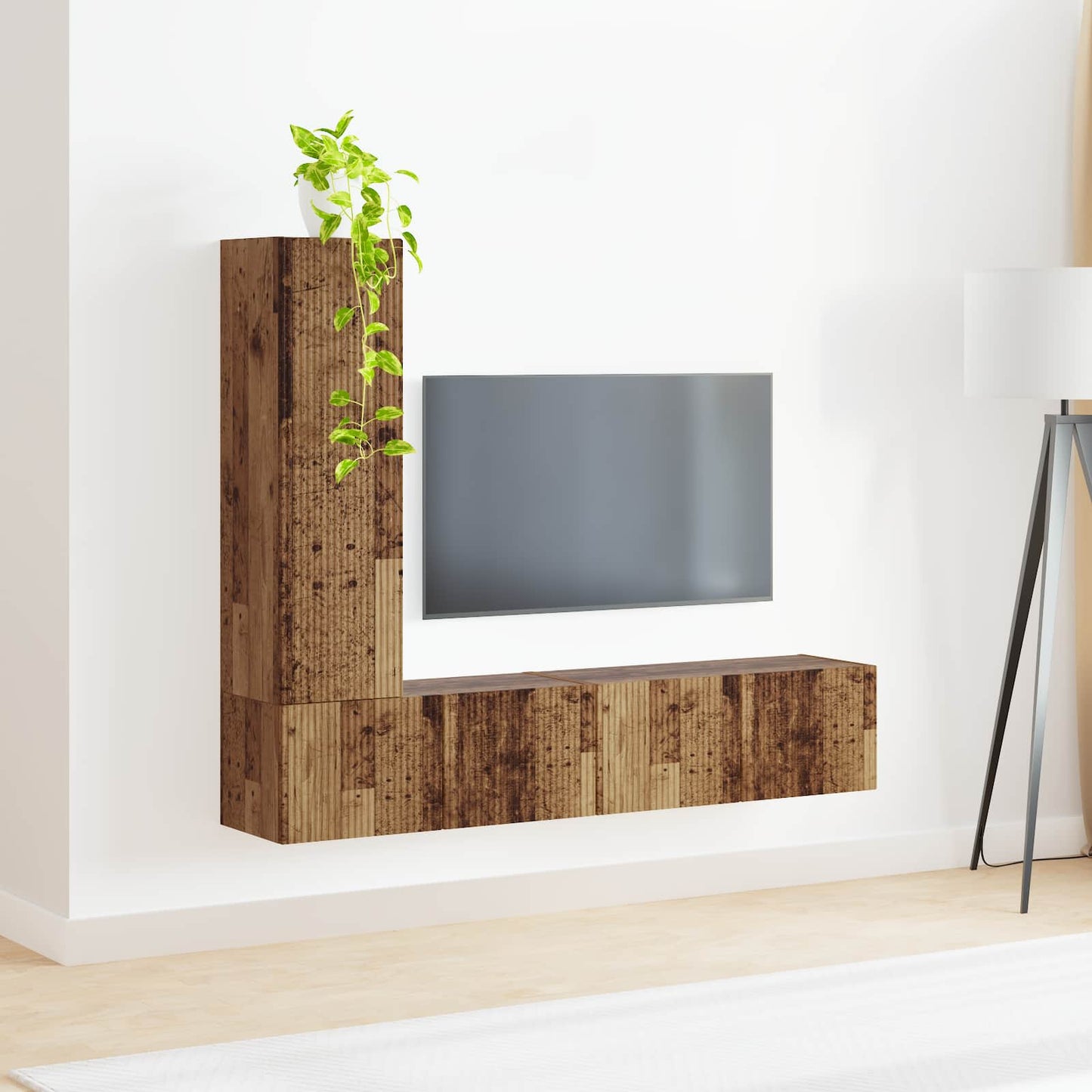 TV Cabinet Set Wall-mounted 3 pcs Old Wood Engineered Wood