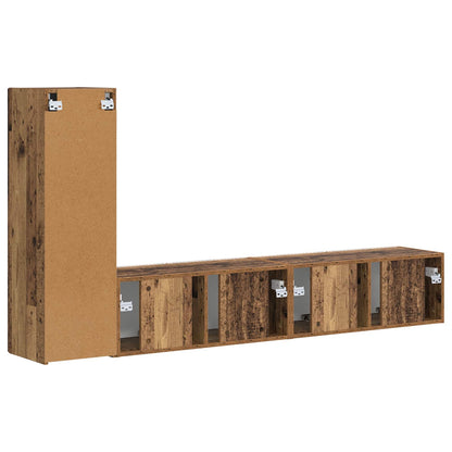 TV Cabinet Set Wall-mounted 3 pcs Old Wood Engineered Wood