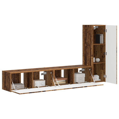 TV Cabinet Set Wall-mounted 3 pcs Old Wood Engineered Wood