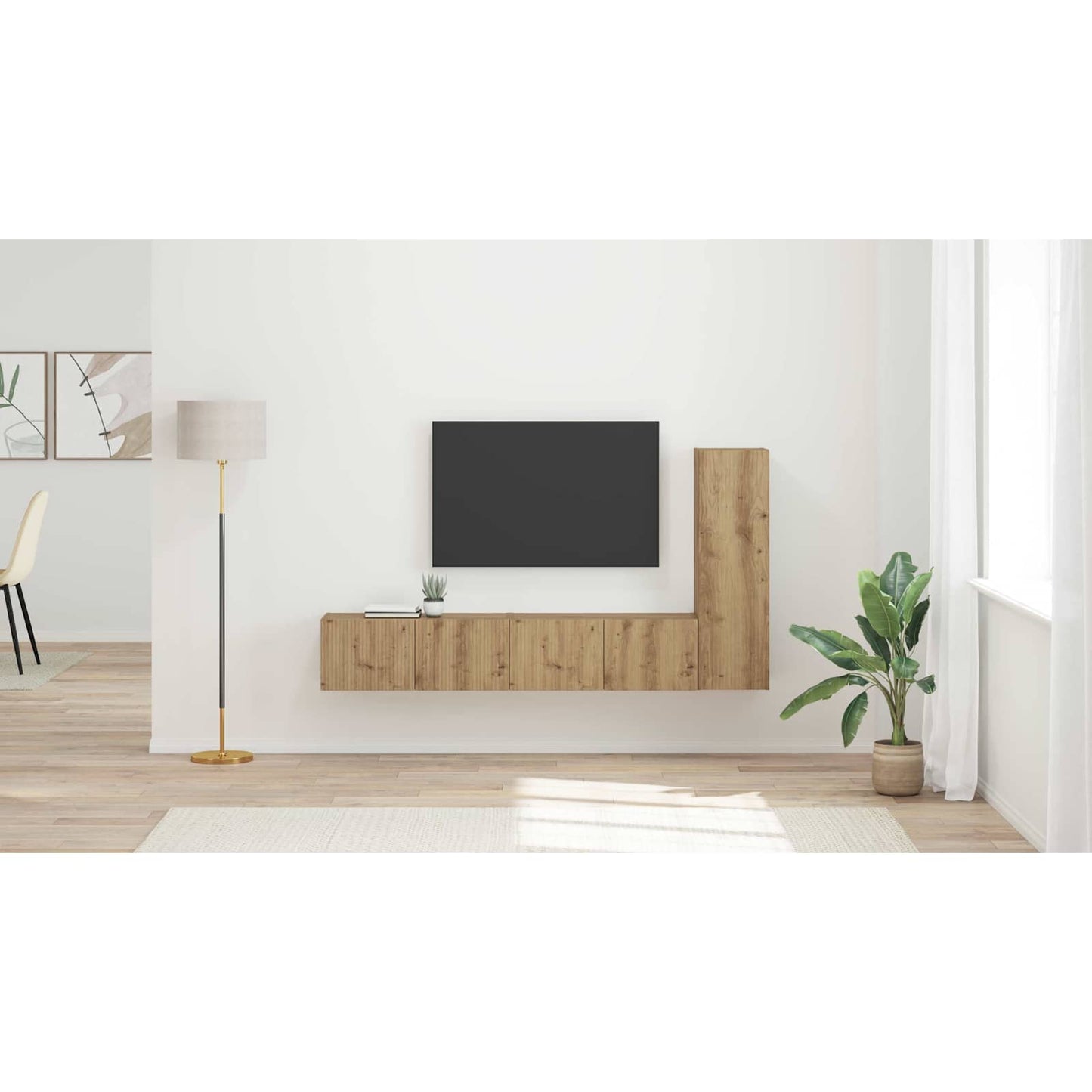 TV Cabinet Set Wall-mounted 3 pcs Artisan Oak Engineered Wood