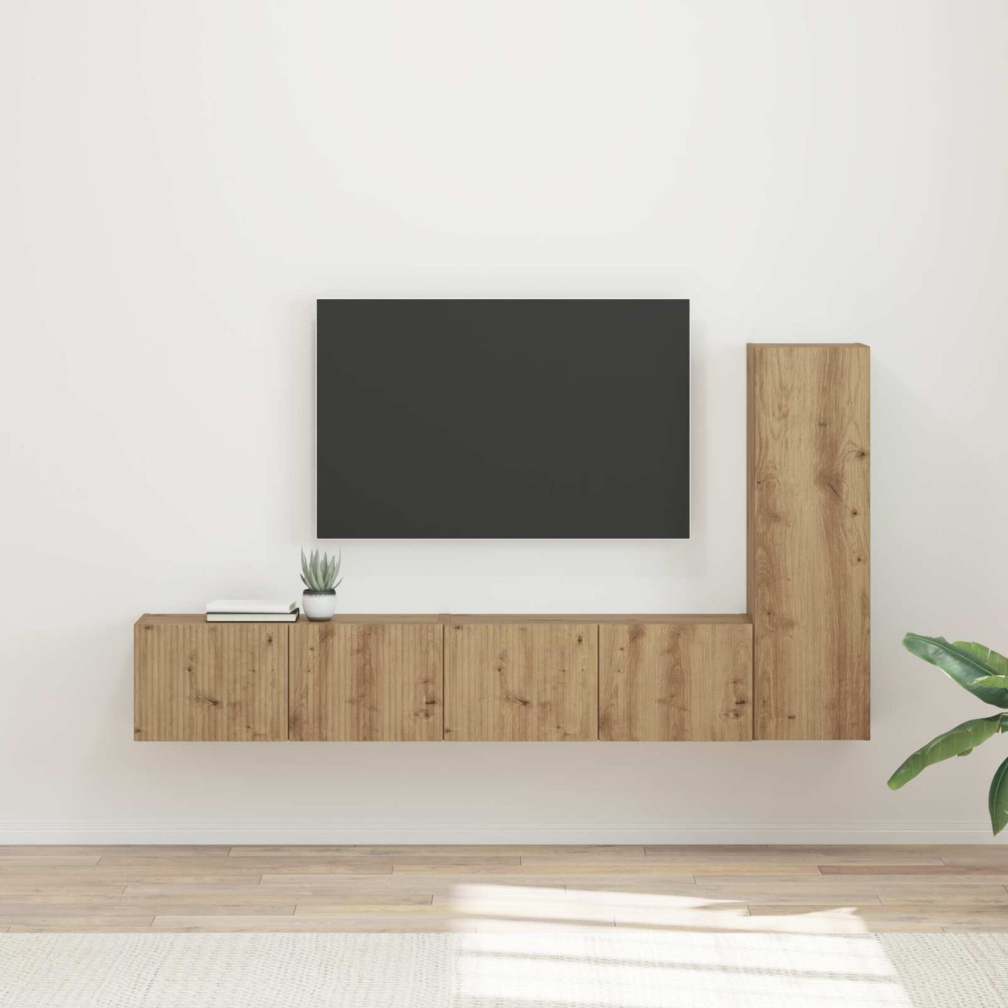 TV Cabinet Set Wall-mounted 3 pcs Artisan Oak Engineered Wood