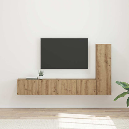 TV Cabinet Set Wall-mounted 3 pcs Artisan Oak Engineered Wood