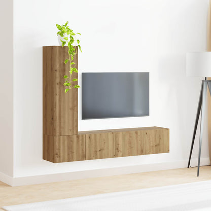 TV Cabinet Set Wall-mounted 3 pcs Artisan Oak Engineered Wood