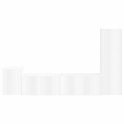 TV Cabinet Set Wall-mounted 4 pcs White Engineered Wood
