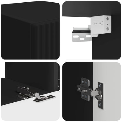 TV Cabinet Set Wall-mounted 4 pcs Black Engineered Wood