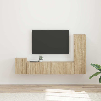 TV Cabinet Set Wall-mounted 4 pcs Sonoma Oak Engineered Wood