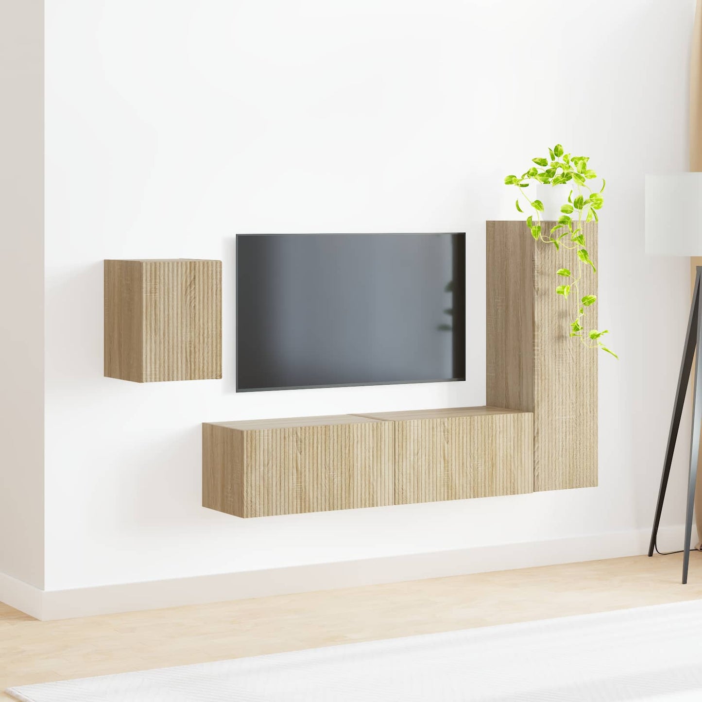 TV Cabinet Set Wall-mounted 4 pcs Sonoma Oak Engineered Wood