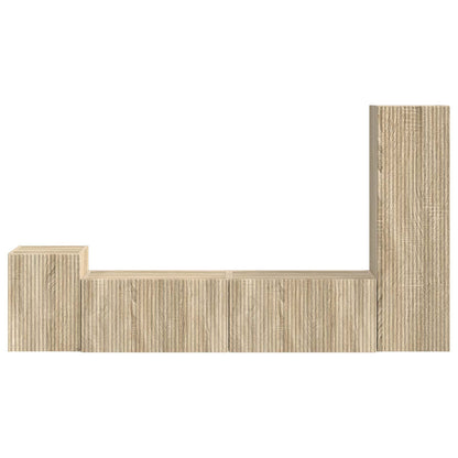 TV Cabinet Set Wall-mounted 4 pcs Sonoma Oak Engineered Wood