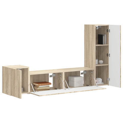 TV Cabinet Set Wall-mounted 4 pcs Sonoma Oak Engineered Wood