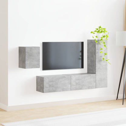 TV Cabinet Set Wall-mounted 4 pcs Concrete Grey Engineered Wood