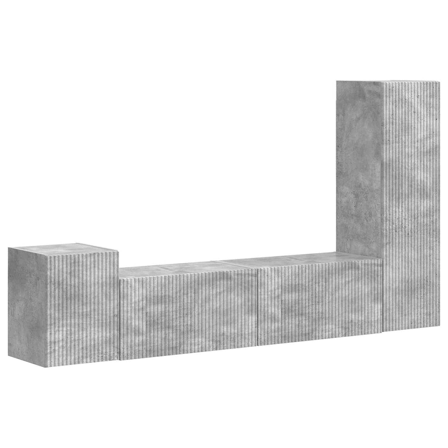TV Cabinet Set Wall-mounted 4 pcs Concrete Grey Engineered Wood