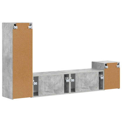 TV Cabinet Set Wall-mounted 4 pcs Concrete Grey Engineered Wood