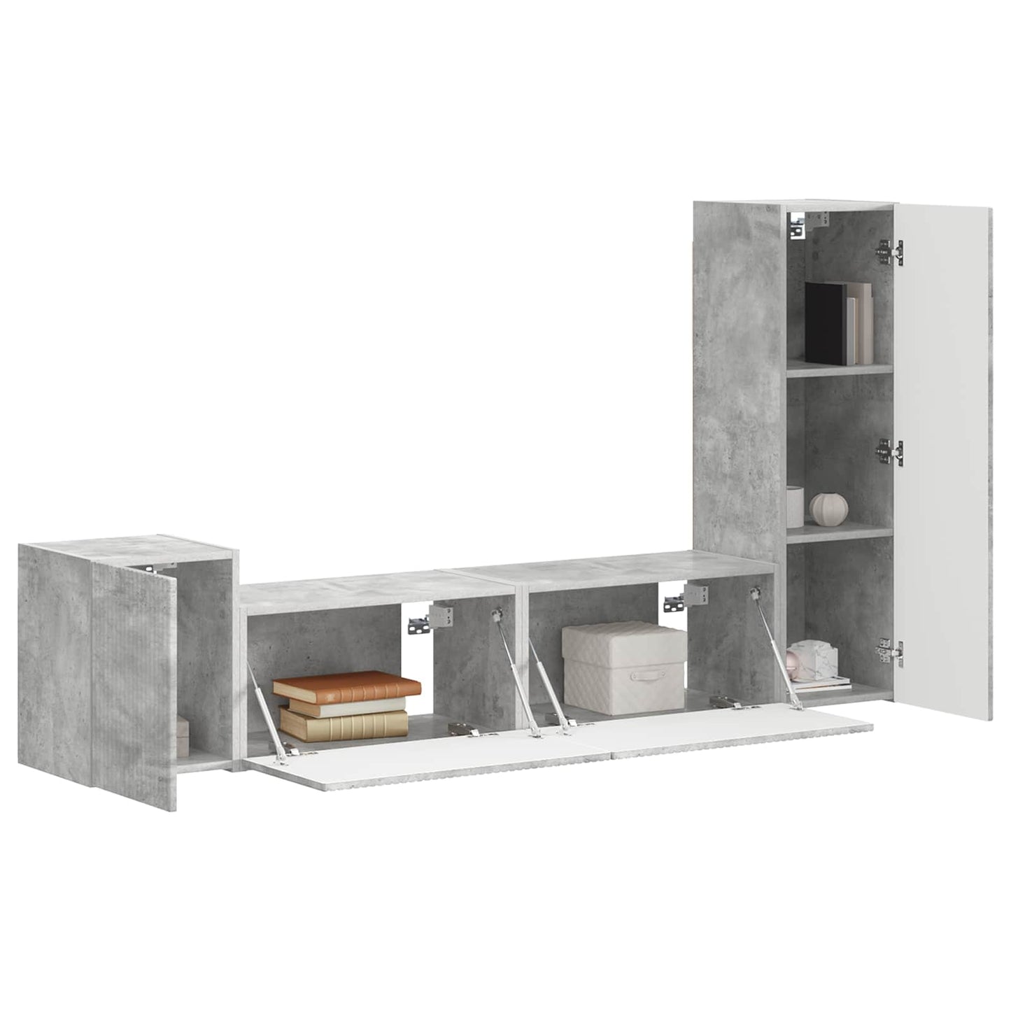 TV Cabinet Set Wall-mounted 4 pcs Concrete Grey Engineered Wood