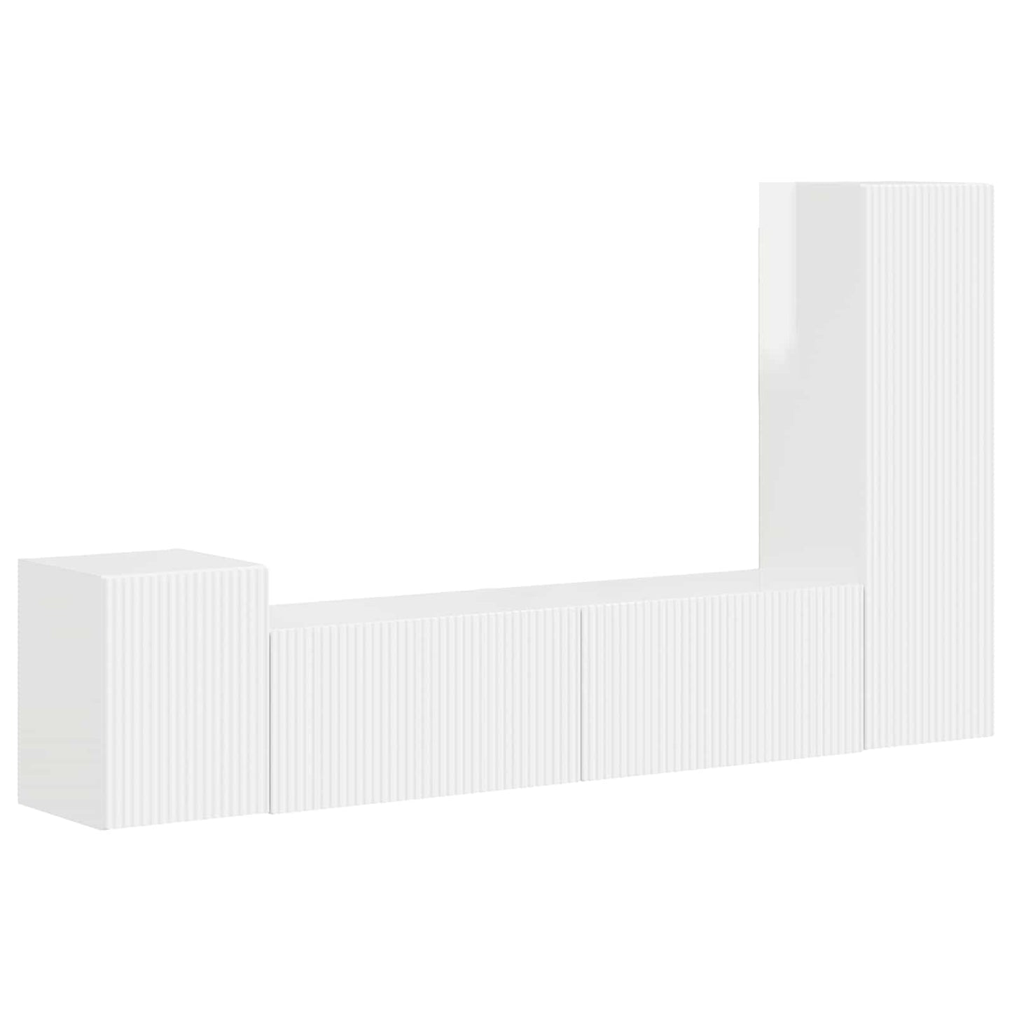 TV Cabinet Set 4 pcs High Gloss White Engineered Wood