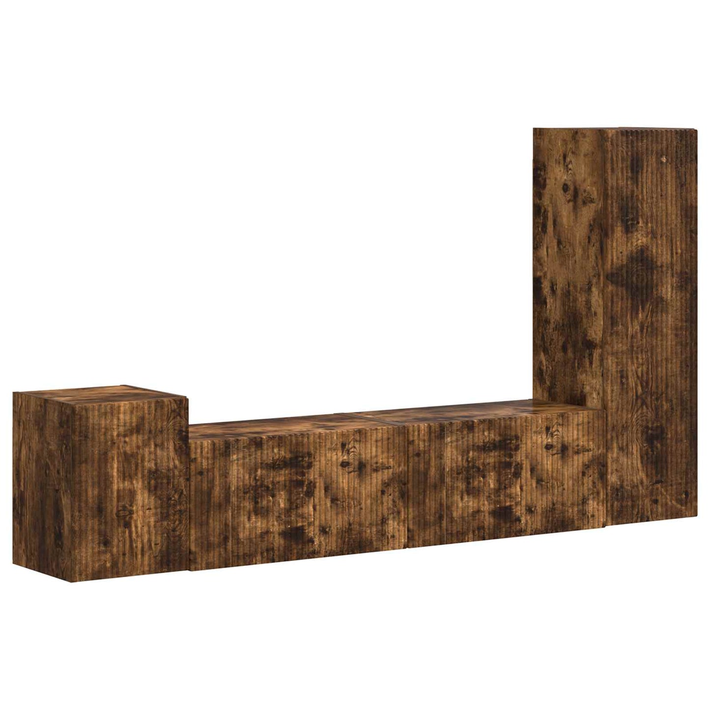 TV Cabinet Set Wall-mounted 4 pcs Smoked Oak Engineered Wood