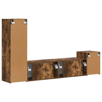 TV Cabinet Set Wall-mounted 4 pcs Smoked Oak Engineered Wood