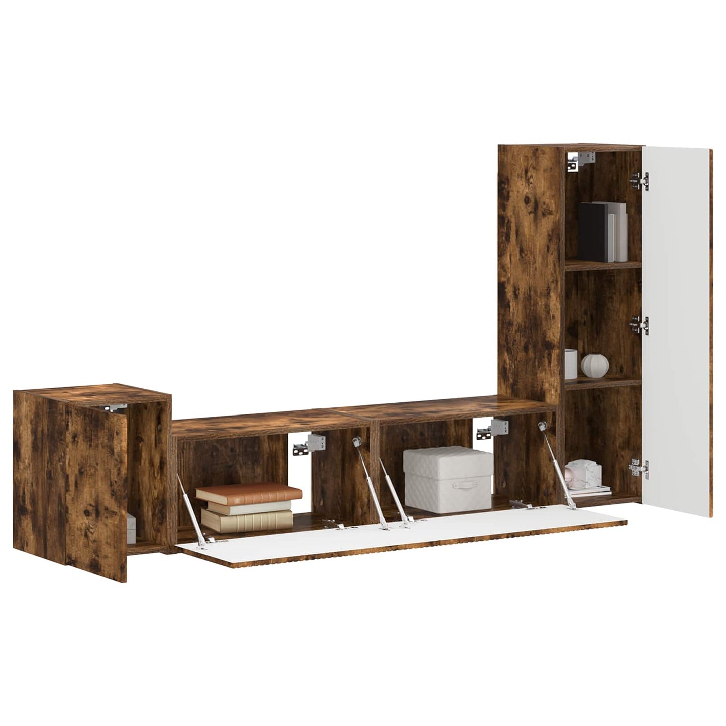 TV Cabinet Set Wall-mounted 4 pcs Smoked Oak Engineered Wood