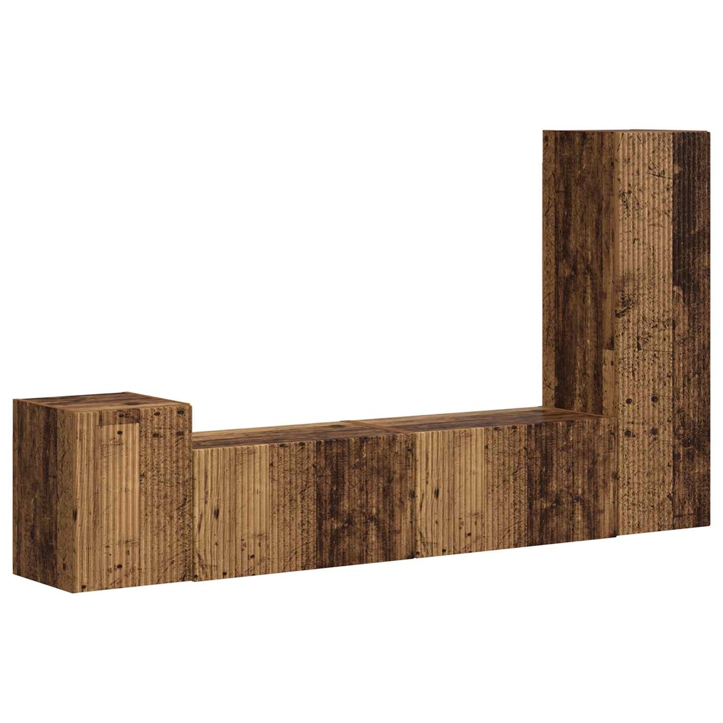 TV Cabinet Set Wall-mounted 4 pcs Old Wood Engineered Wood
