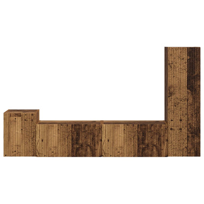 TV Cabinet Set Wall-mounted 4 pcs Old Wood Engineered Wood
