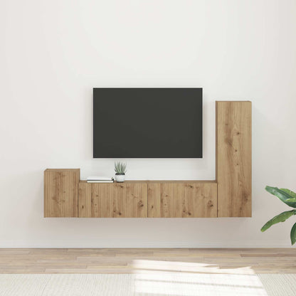 TV Cabinet Set Wall-mounted 4 pcs Artisan Oak Engineered Wood