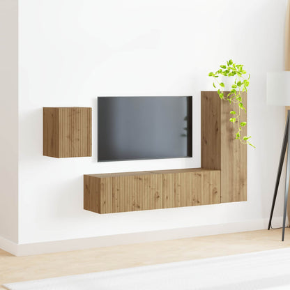 TV Cabinet Set Wall-mounted 4 pcs Artisan Oak Engineered Wood