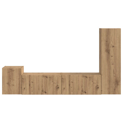 TV Cabinet Set Wall-mounted 4 pcs Artisan Oak Engineered Wood