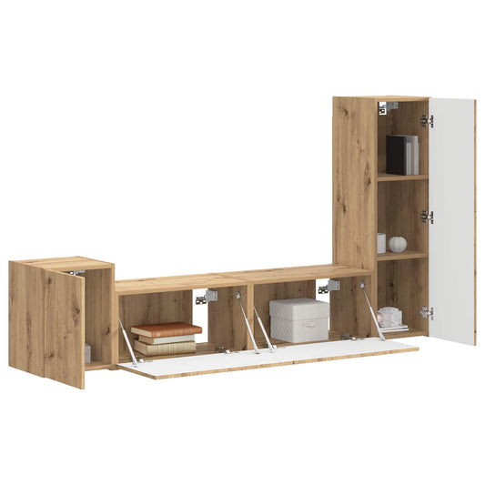 TV Cabinet Set Wall-mounted 4 pcs Artisan Oak Engineered Wood
