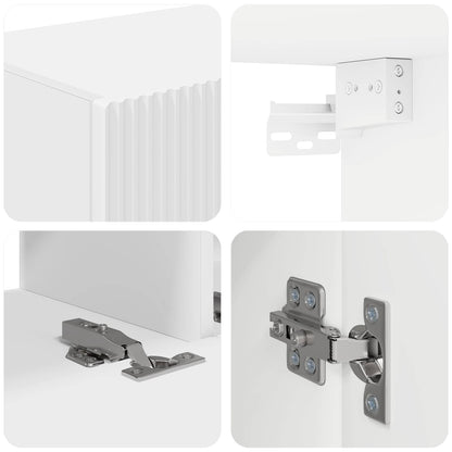 TV Cabinet Set Wall-mounted 4 pcs White Engineered Wood