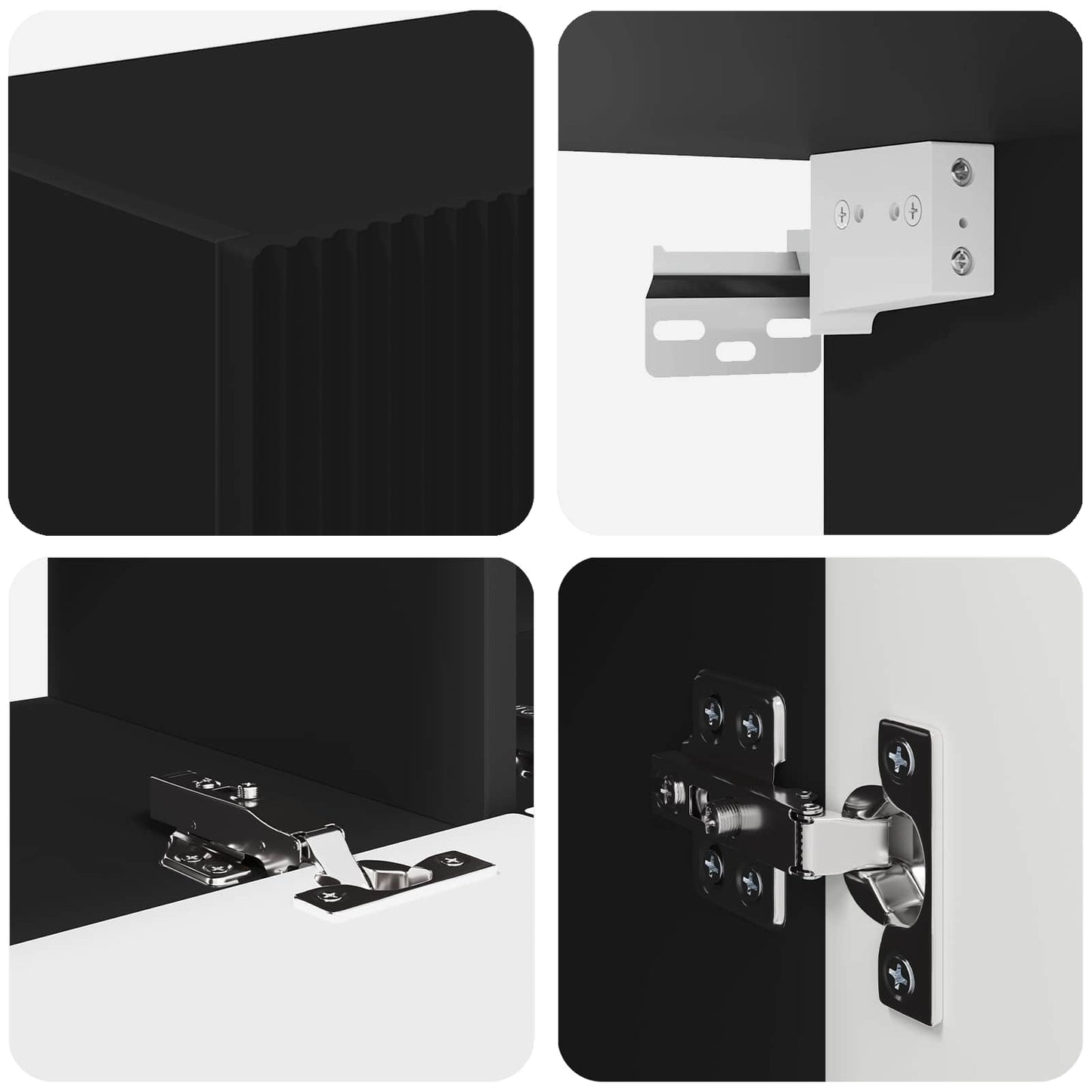 TV Cabinet Set Wall-mounted 4 pcs Black Engineered Wood