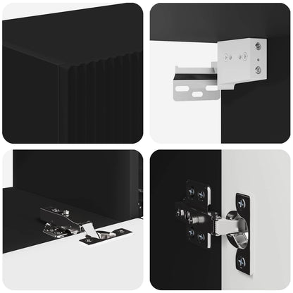 TV Cabinet Set Wall-mounted 4 pcs Black Engineered Wood