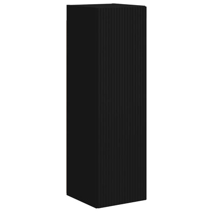 TV Cabinet Set Wall-mounted 4 pcs Black Engineered Wood