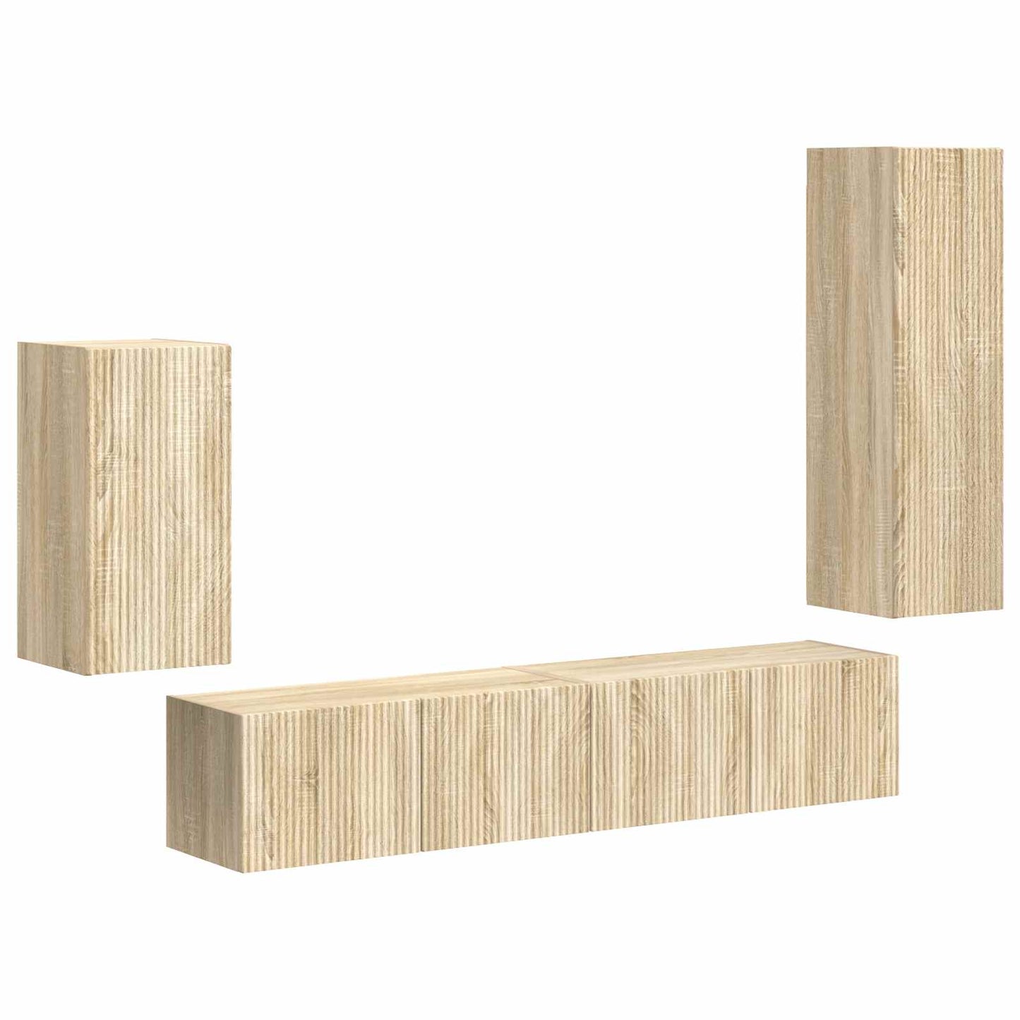 TV Cabinet Set Wall-mounted 4 pcs Sonoma Oak Engineered Wood