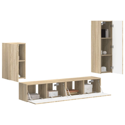 TV Cabinet Set Wall-mounted 4 pcs Sonoma Oak Engineered Wood